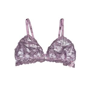 La Vie En Rose Purple Lace Bralette with Triangle Cups and Matching String set
